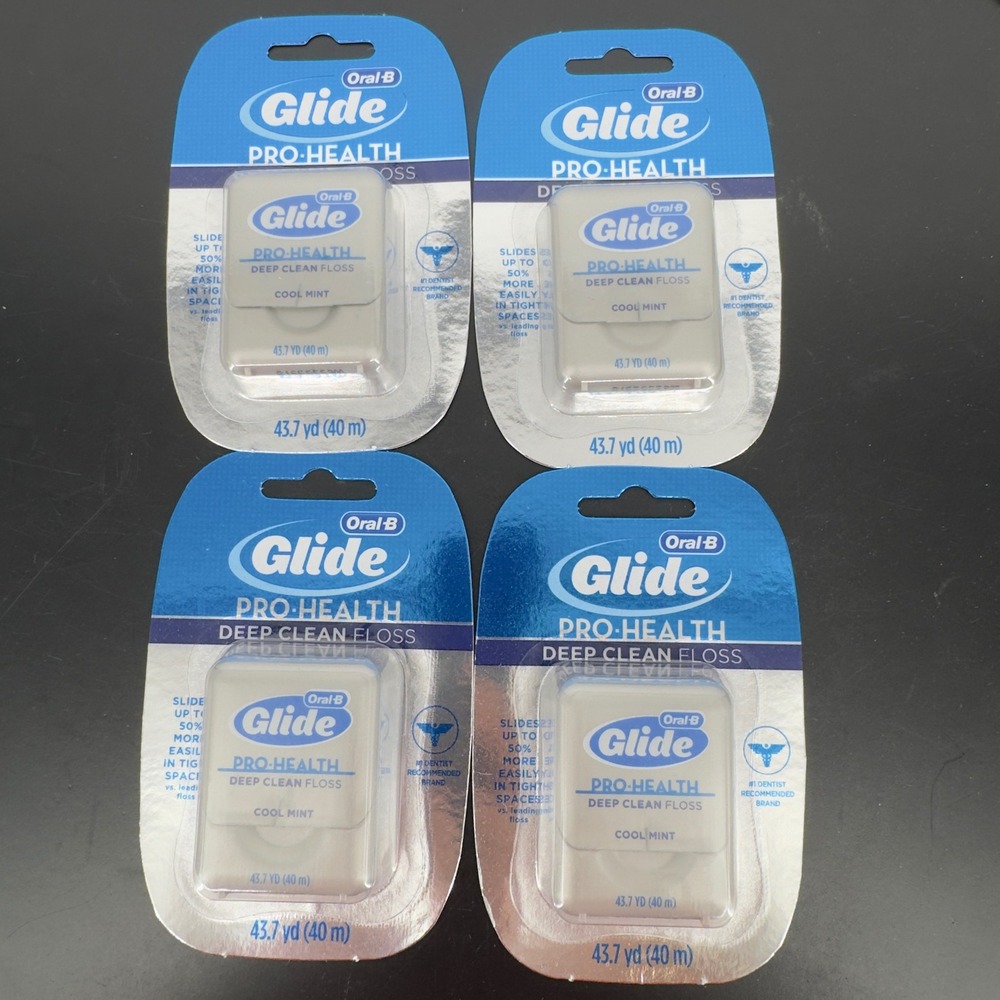 NOS Oral-B Glide Pro-Health Deep Clean Floss Cool Mint 43.7 Yd 40m Lot of 4 Pack